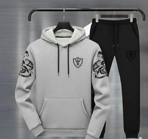 Royal Men Gray Black  Hoodie track Suit