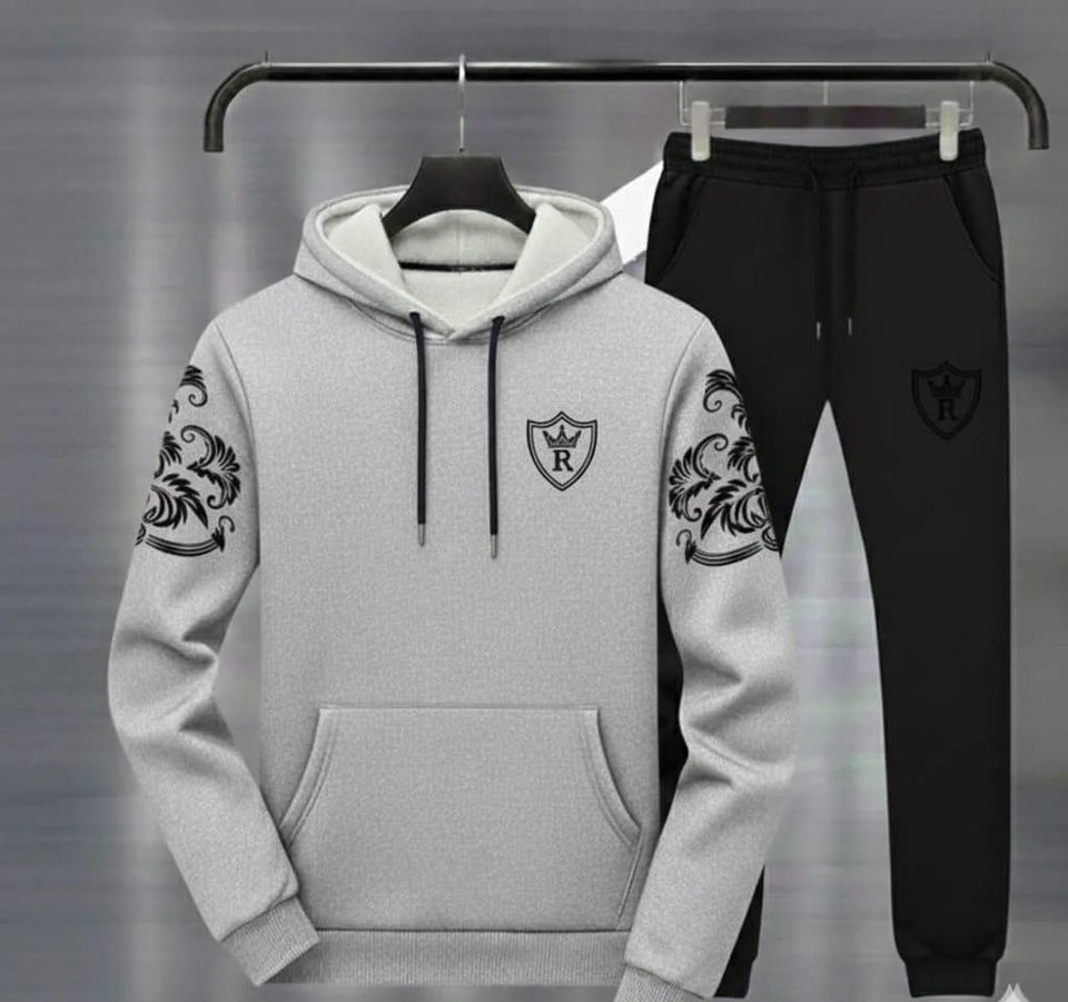 Royal Men Gray Black  Hoodie track Suit