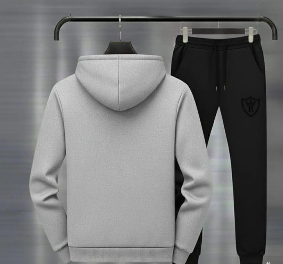 Royal Men Gray Black  Hoodie track Suit