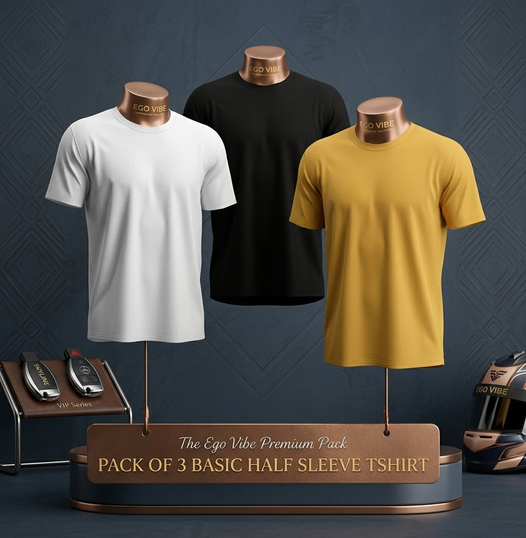 Pack of 3 Premium Plain T-Shirts for Men & Boys 👕