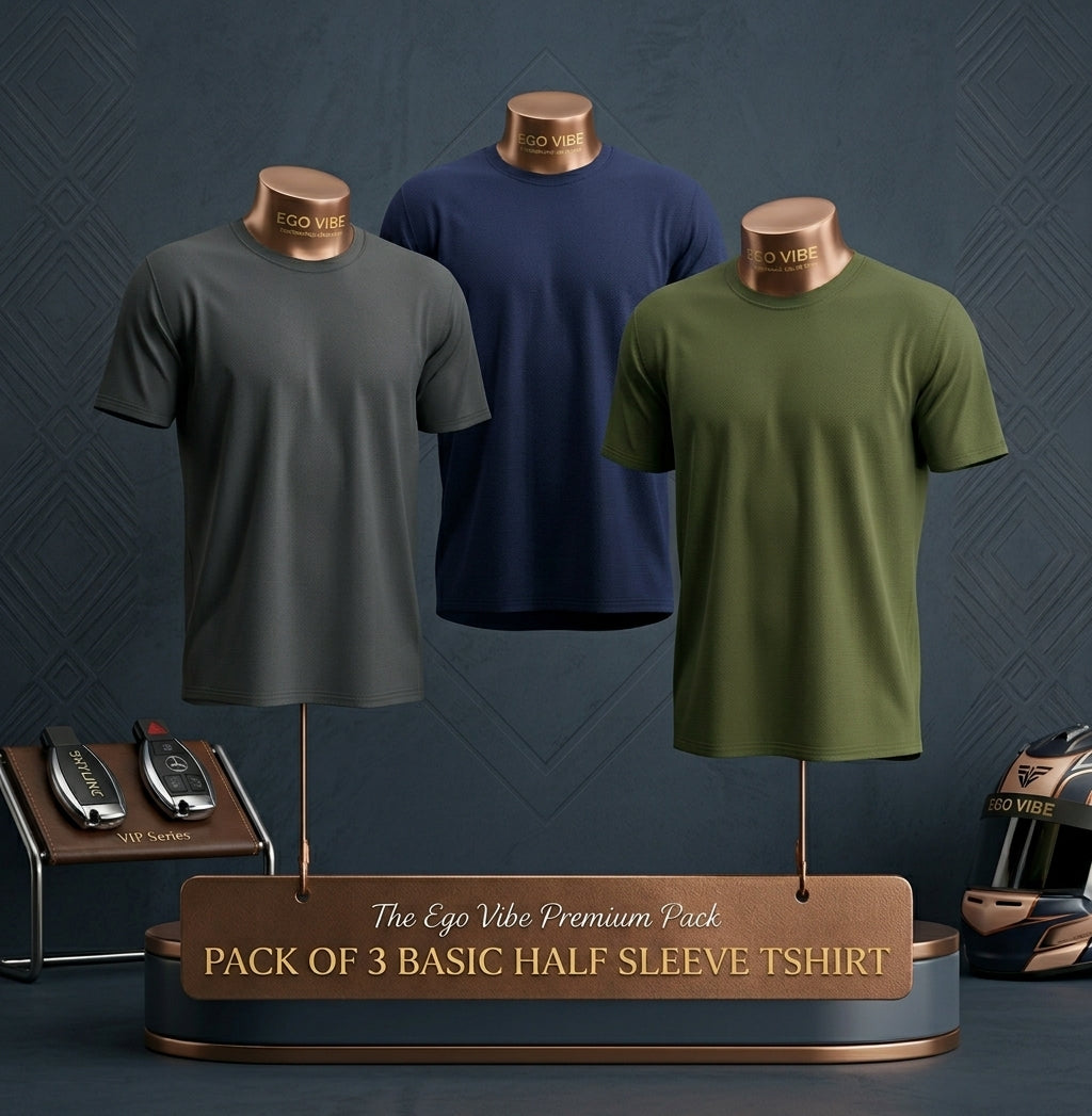 Pack of 3 Premium Plain T-Shirts for Men & Boys 👕