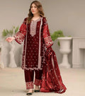 Premium Maroon Embroidered Organza Suit - Azadi Sale Special