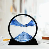 3D Moving Sand Art Frame – Blue Mountain Landscape Decorative Tabletop Art for Home & Office